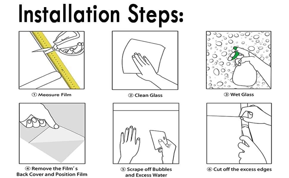 WISDOM Rectangle Frosted Glass Window Film, Bathroom Window Clings Removable Sun Blocking Vinyl Window Stickers for Door Home Office