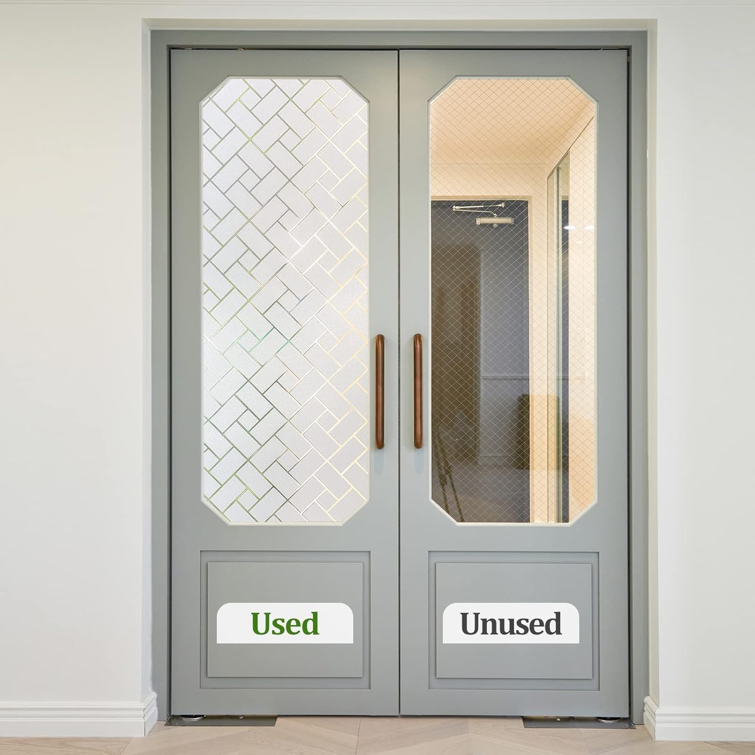 WISDOM Rectangle Frosted Glass Window Film, Bathroom Window Clings Removable Sun Blocking Vinyl Window Stickers for Door Home Office