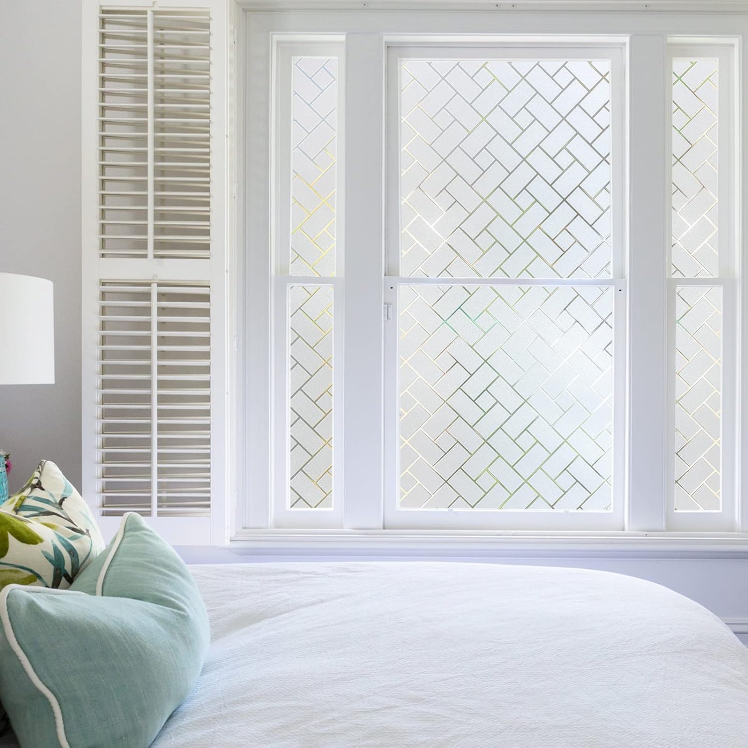 WISDOM Rectangle Frosted Glass Window Film, Bathroom Window Clings Removable Sun Blocking Vinyl Window Stickers for Door Home Office